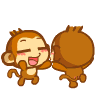 两只猴子手拉手跳舞